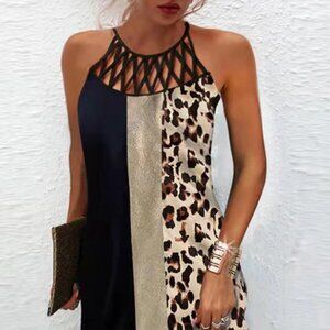 Printed Grecian Neck Mini Dress